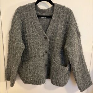OAK + FORT Charcoal Textured Cardigan